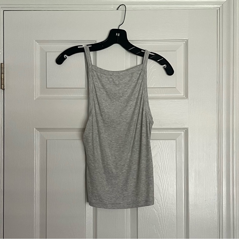 Joah Brown Gray Low Back Scoop Tank